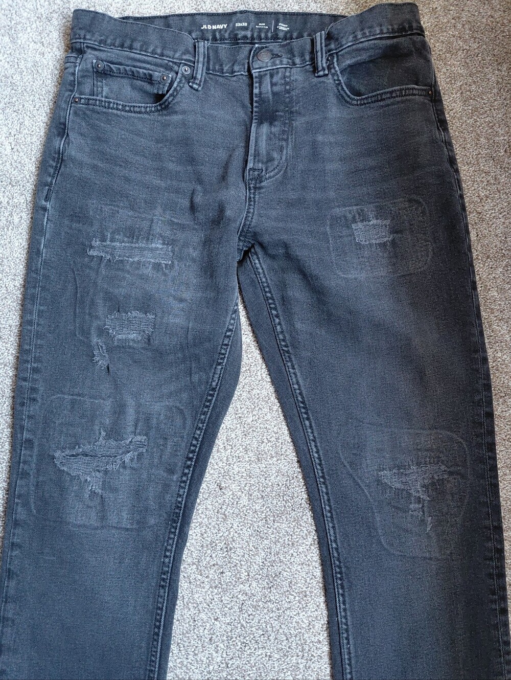 Old Navy Men's Faded Black Slim Distressed Jeans